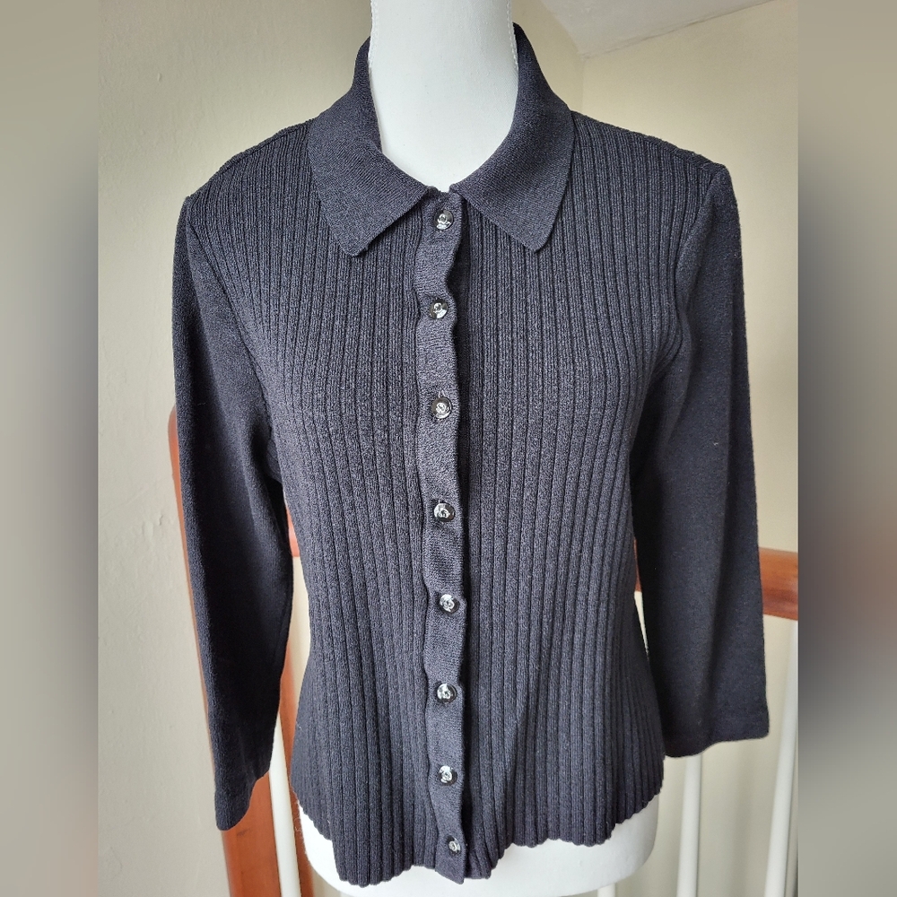 Black button cardigan size Medium petite